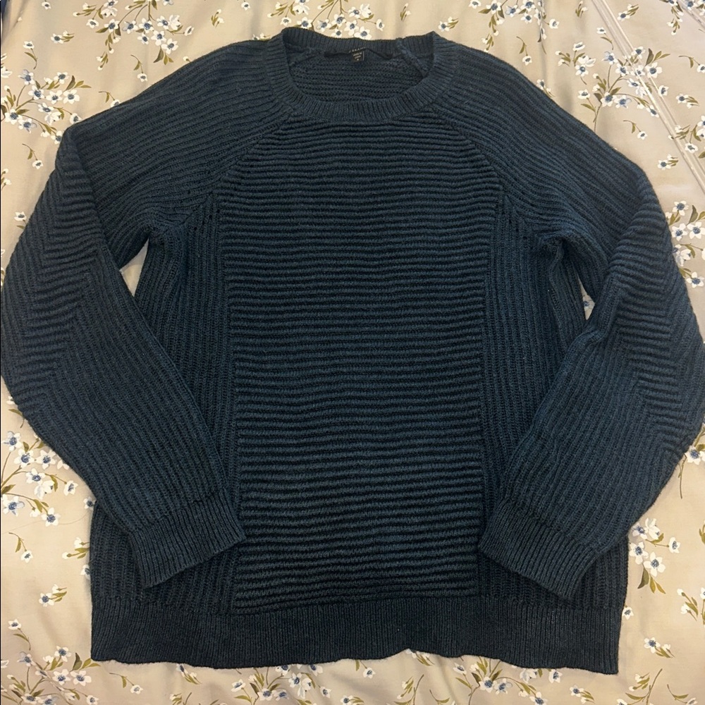 J Brand crew neck sweater in navy w a touch of green - small 
wool/cotton blend